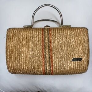 Vintage Pier Giorgio Italy Straw Handbag Metal Handle